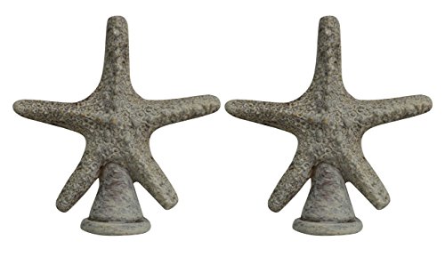 Urbanest Set of 2 Starfish Finial, 2 3/8-inch Tall, Weathered White
