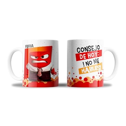 Taza Del Revés 2 con Todos los Personajes y Emociones- ¡Imprescindible para Fans! ¡Regalo para niños y niñas! 350ml Cerámica (Furia)