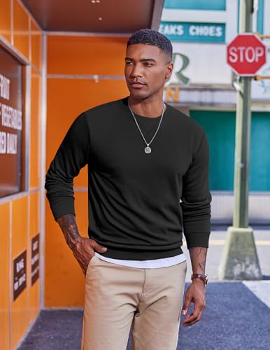 COOFANDY Men's Fleece Crewneck Sweatshirt Casual Long Sleeve Pullover Fall Winter Warm Sweatshirts Fashion Pullovers3