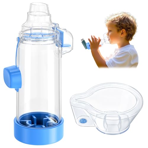 Inhaler Spacer - for Children and Adults Medical Grade mask Design Colorful Options Home School Travel Easy to Clean - Nessi OTC Spacer (Blue Child)