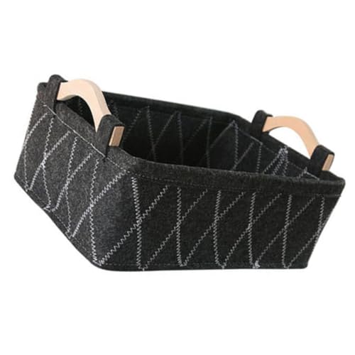 ULTECHNOVO 1Pc Creative Desktop Storage Basket Felt Sundries Organizer with Handle for Cosmetics and Books Capacity Retro Design for Home and Office Use