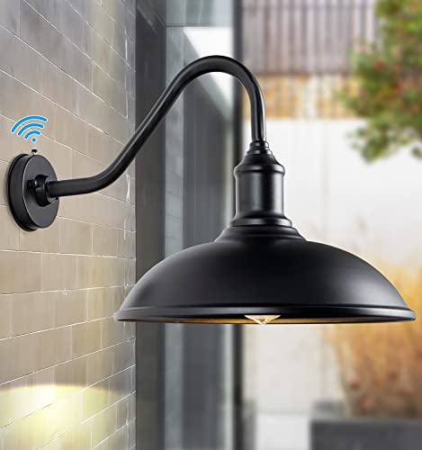 Image of 15 inch Large Barn Light- Dusk to Dawn Outdoor Gooseneck Industrial Light Waterproof Exteior Wall Mount is Ideal for Farmhouse, Warehouse,Storefront,Sign Lighting
