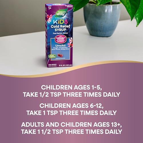 Nature's Way Umcka Cold Relief Syrup for Kids 1+, Shortens Duration & Reduces Severity, Multi-Symptom Homeopathic Cold Remedy, Phenylephrine Free, Cherry Flavored, 4 Fl Oz (Pack of 2) - image 5