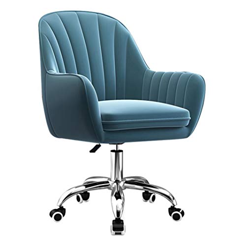 PVYGDXYI Silla de Oficina, Silla ergonómica de Terciopelo, Silla giratoria con cojín de Asiento Desmontable para recepción, hogar, Dormitorio, Tienda, Oficina, Gris (Color: Azul)