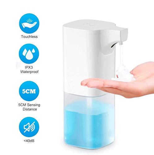 CLKJCAR Dispensador de jabón automático, 350 ml, dispensador de jabón espumoso sin contacto con sensor infrarrojo, para baño, cocina, hotel