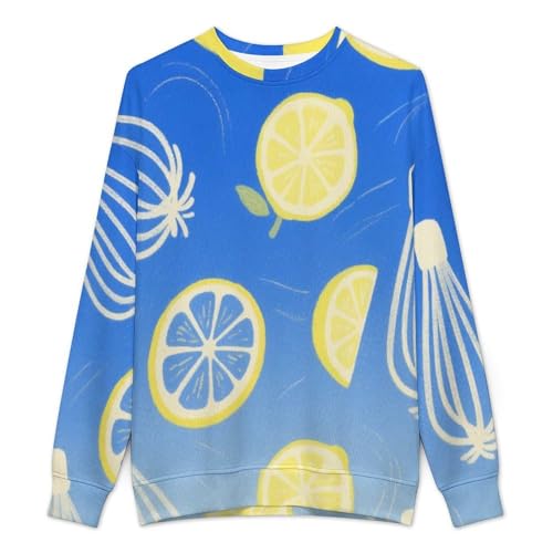 MoBlinko Summer Lemon Fruit Mens Sweater Crewneck Sweater S Lightweight Sweaters for Men Long Sleeve Pullover2