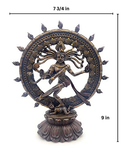 Estatua Shiva Nataraja de Resina con Acabado Bronce 7.75x9x3 in miniatura 2