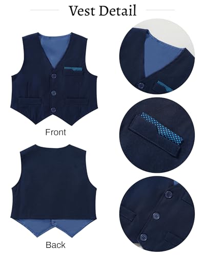 Image of nilikastta Toddler Baby Boy Clothes Suit Gentleman Wedding Outfits Formal Dress Shirt /Bowtie /Vest /Suspender Pants 1-9 Years