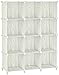 HOMIDEC Armario Modular Estantería plástico, 12 Cubos Organizador de Almacenamiento Zapatero, Estantes de Almacenamiento para la Ropa, Juguetes, Zapatillas, Libros, Grano de Madera
