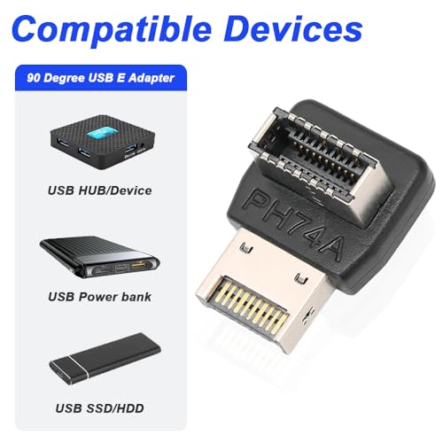 Adaptador USB 3.2 Tipo-E en ángulo de 90 grados (2 unidades) miniatura 3
