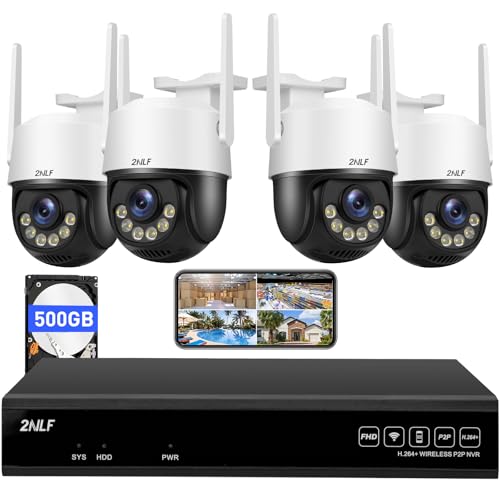 Opiniones y reviews de Kit de Videovigilancia favoritos de las personas. 48 2NLF Kit de Cámara de Seguridad Exterior, 10CH NVR con 500GB HDD + 4 Cámaras PTZ 2MP, Sistema de Seguridad para Casa con Detección de Movimiento, Visión Nocturna Color y Audio,...