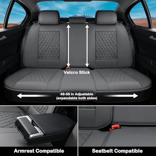 Image of Coverado Car Seat Covers Full Set, Automotive Front and Rear Seat Covers with Backrest, Nappa Leather Car Seat Protectors Waterproof, Universal for Most Vehicles