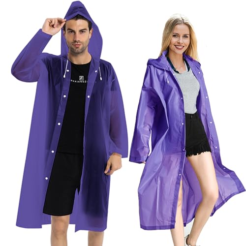 COOY Due Cappotti Antipioggia e Un Poncho con Cappuccio per Donne Uomini Adulti Poncho monouso Pacchetto Famiglia, Raissa metallizzate