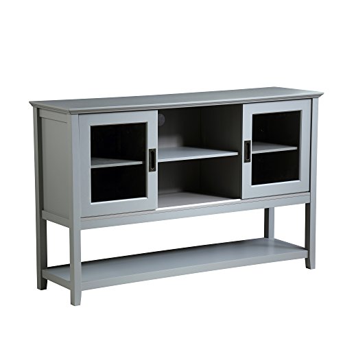 Mixcept 55" Modern And Contemporary Sideboard Buffet Cabinet Wood Console Table Storage Cabinet With Sliding Doors Kitchen Dining Room Furniture, Gray #TOP1
