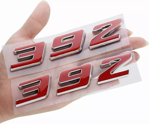 Image of Pair Set 392 Front Right Door Side Badge Nameplates Emblem Self-Adhesive Decals Sticker (Silver Red)