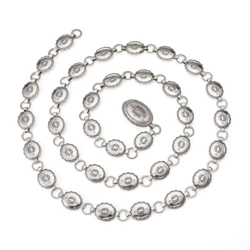 Western Metal Concho Belt for Women Cowgirl Chain Waist Belts for Dresses Jeans Country Concert Outfit4