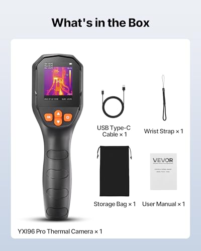 Image of VEVOR Thermal Camera, TISR Super Resolution 240x180, Thermal Imaging Camera with 2MP Visual Camera, 96x96 IR Resolution, 25HZ Refresh Rate, -4F to 1022F, 4 Image Modes & 6 Color Palettes