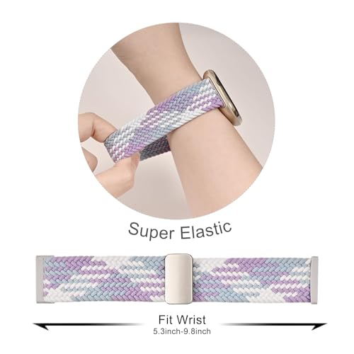 Image of HSWAI Magnetic Braided Compatible with Fitbit Versa 4 Bands for Women /Versa 3 /Sense /Sense 2 Bands, Soft Stretchy Sport Strap Woven Loop Elastic Nylon Wristbands Men