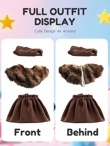 Image of Clothes for LABUBU 6.7inch (17cm) Doll, Cute Outfit Small Dress and Hairpin, Dress Up, Accessories (No Doll) (Leopard Suit)