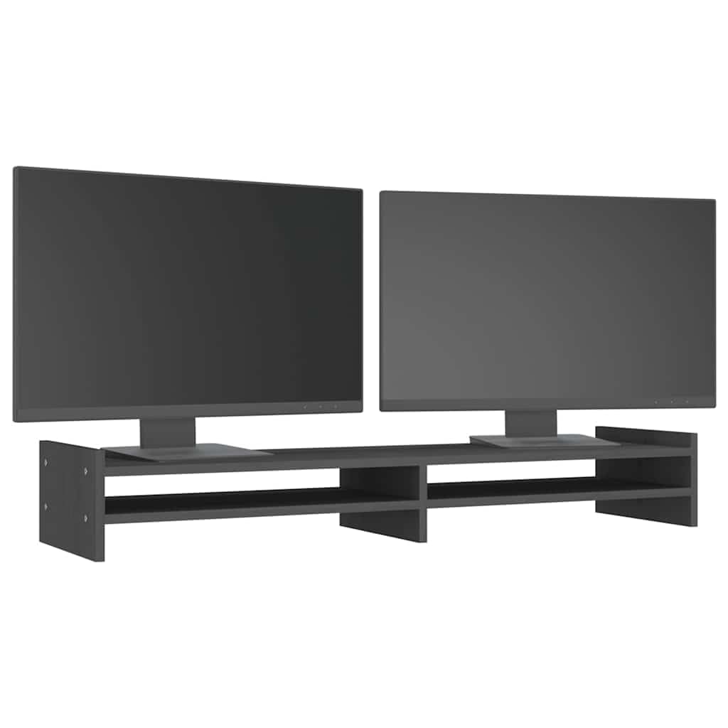 Supporto per monitor in legno massiccio, 100 x 27 x 15 cm, in legno di pino, per lavoro ergonomico in ufficio, casa, gaming, organizer da scrivania
