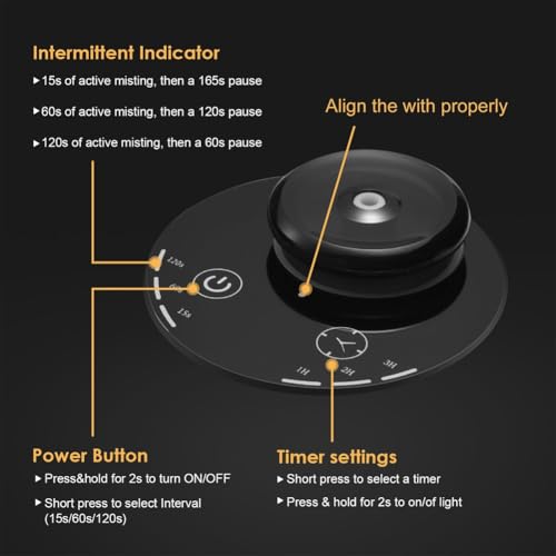 Diffuseur d'huiles essentielles sans eau aromathérapie noir programmable 3 modes