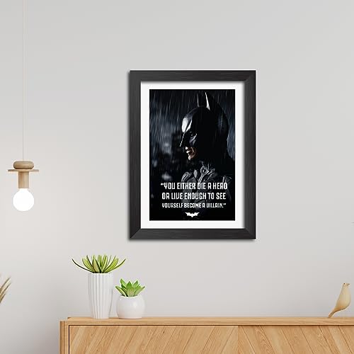 Image of TenorArts Batman Poster with Quotes Comics Photo Frame Painting With Black Wooden Textures (12inches x 9inches)