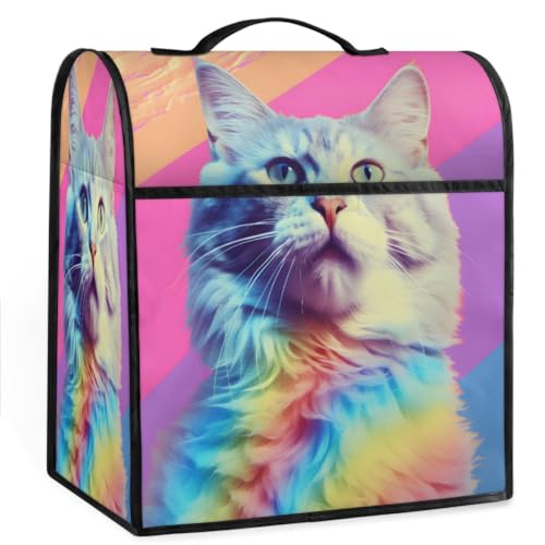 Coffee Maker Cover Cute Cat Colorful Kitchen Appliance Covers Small Appliance Covers Blender Cover Juicer Cover Dust Covers for Kitchen Appliances with Top Handle and Pockets,Washable,B331