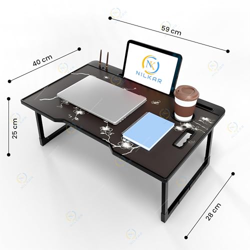 Image of Study Table Bed Table Premium Laptop Table /Foldable and Portable Wooden /Writing Desk for Office /Home /School (CTD Flower)