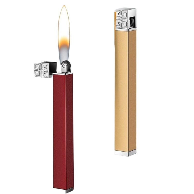 Encendedor mini recargable de butano 2 piezas rojo dorado miniatura 1
