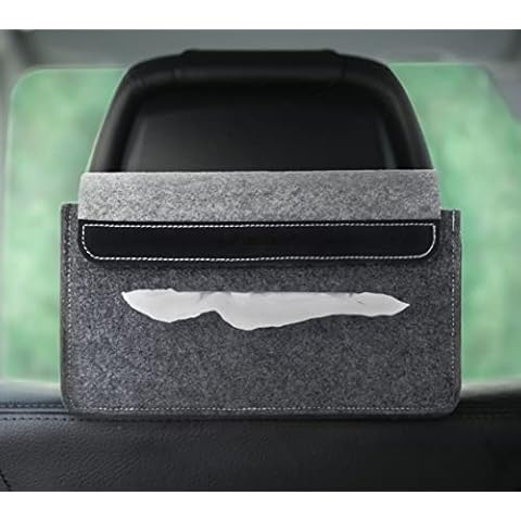 Lucky Sign - Car organiser with cloth box for the headrest, with Velcro and small storage bag for the back seat, 24.5 x 8 x 15 cm - dark grey Cover