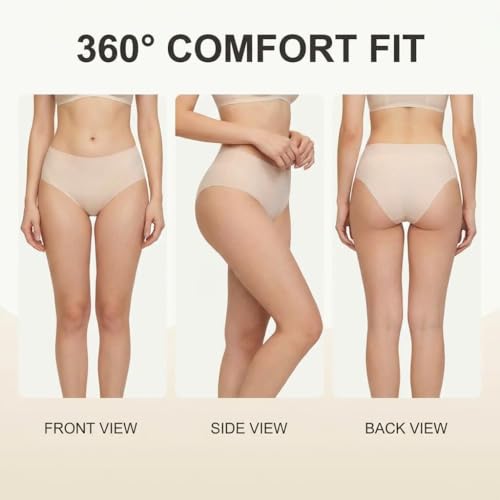 D.DUO Women's Disposable Underwear High-waist Travel Briefs(Beige XL) - image 6