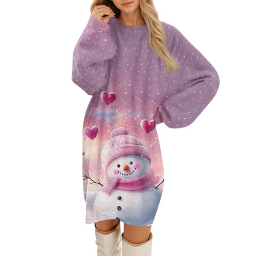 FUPODD Weihnachtspullover Kleider Damen Weihnachtskleider Weihnachten Polloverkleid Flauschige Weihnachtspullover Lässiges Damen Weihnachtskleid...