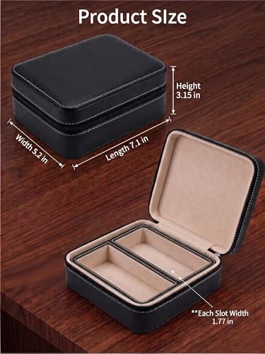 Image of ROSELLE Eyewear Travel Case for women men, Luxury leather 2 /3-Slot Eyeglasses Storage Box for Multiple Glasses and Sunglasses
