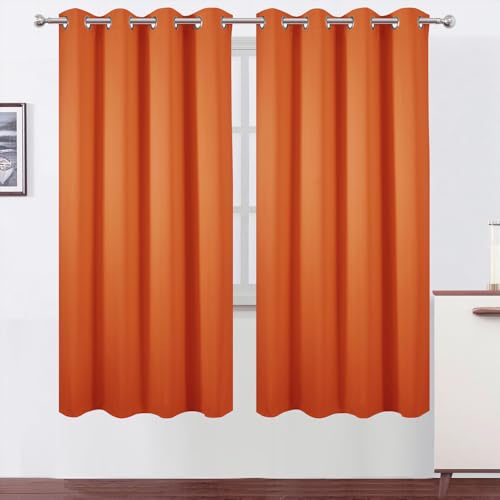 Image of LEMOMO Blackout Curtains 66 x 72 Inch Long Orange Curtains Set of 2 Panels Room Darkening Curtains for Bedroom and Living Room
