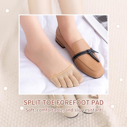 Image of Women Toe Topper Socks,Five-Toes No Show Liner Socks Ball of Foot Cushions Half Non Slip Invisible Forefoot Sock