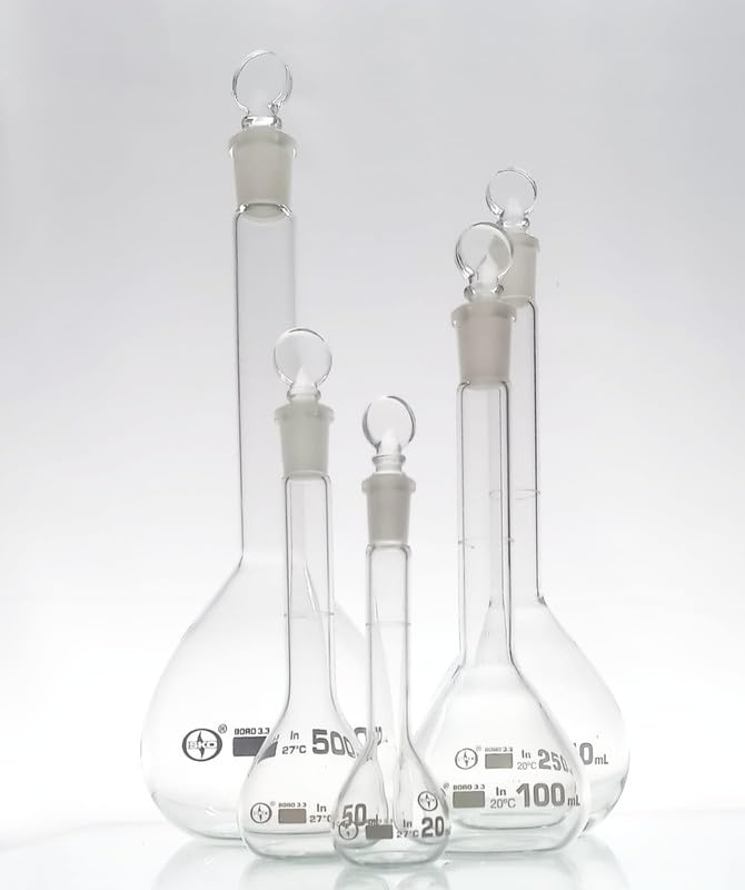 ISKO® Borosilicate Glass | Volumetric Flask with Stopper | 100ml | Clear Glass | 5 Pcs