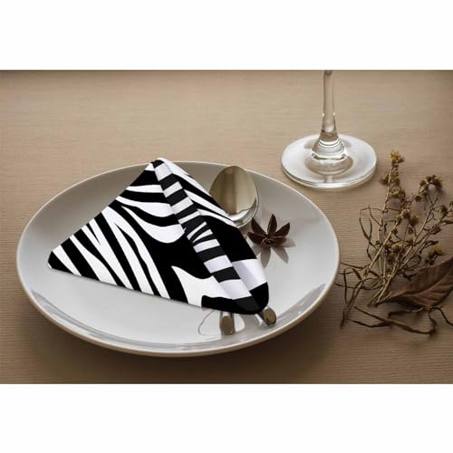 Yibeas CYI-TNC4A3014 Zebra Stripes Black Table Napkins Cloth Set Of 4 Soft Animal Skin Texture Art Pattern Washable And Reusable Dinner Napkins thumb #2