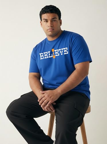 Image of Men Plus Size Printed Cotton Tee Regular Fit Round Neck Half Sleeve T-Shirt