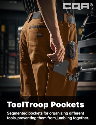 Image of CQR Men's Quick Dry Work Pants, Water Resistant Outdoor Tactical Pants, Lightweight Stretch Cargo Hiking Pants
