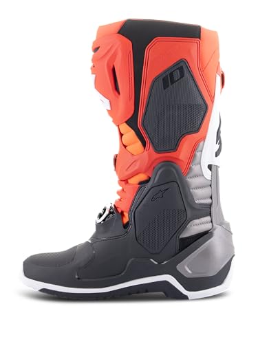 Image of Alpinestars Tech 10 Boots, High-Performance Motocross Boots, CE-Certified, 14, Black /Red Fluo /Orange Fluo /White