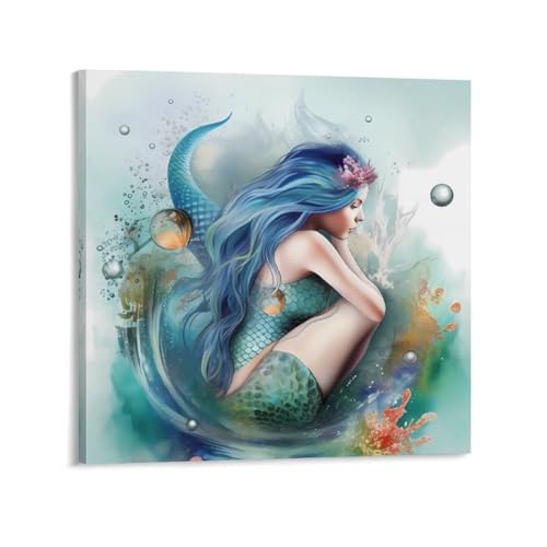 Grande toile abstraite sirène de haute qualité, format 70 x 70 cm