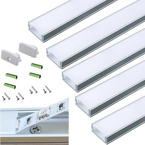 THMOOTHER 5-Pack LED Strip U Channel Diffuser Cover