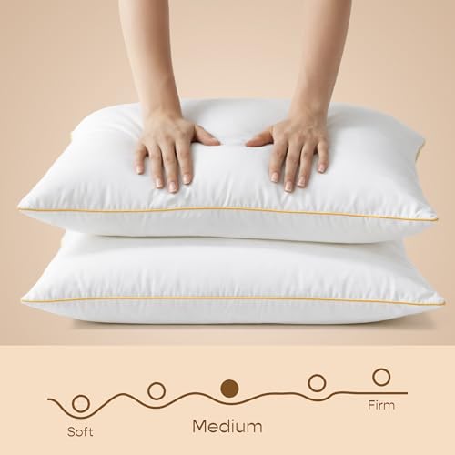 Image of SleepyCat Fiber Lite Pillow | Full Size Poly Fiber Medium Soft Pillow | 2 Year No Lint Guaranteed | 110 TC Micro-Peach Fabric | Luxe Feel | Machine Washable Pillow | White, Set of 1 (27x17 Inches)