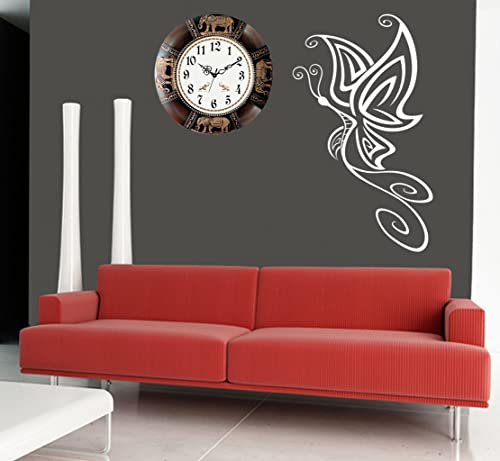 Image of Plastic Designer Vintage Vastu Wall Clock (Black, Cola, 40 x 40 cm)