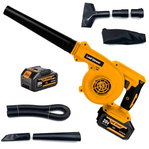 3-in-1 Cordless Leaf Blower & Vacuum with Bag Brushless Battery Powered Leaf Vacuum Mulcher with 1 Battery and Charger Leaf Blowers for DIY Vacuuming, Home/Vehicle Cleaning Best Gift for Holiday