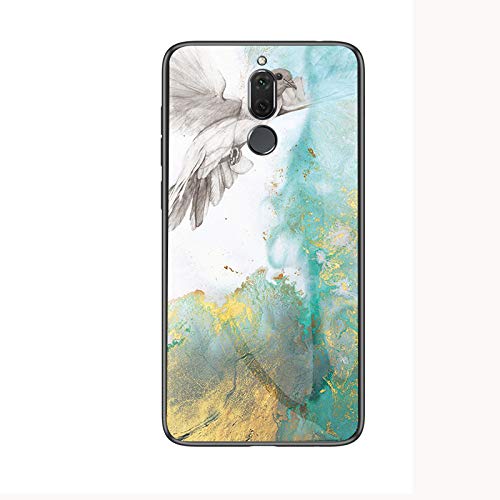 Jiajihua Cover Compatible with Huawei Mate 10 Lite L21 / Maimang 6 L21 【PC Panel+Tempering Glass+TPU Silicone】 3 in 1 Shockproof Phone Case Blue