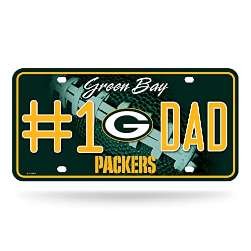 Rico Industries NFL Green Bay Packers #1 DAD Metal Tag (#1 Fan) #1 Fan Metal Auto Tag 8.5