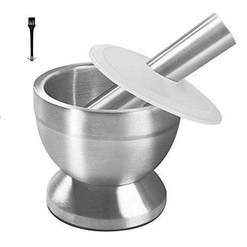 OVERWIND Mortar and Pestle Set Food Grade 18/8 Stainless Steel Spices Pills Crusher