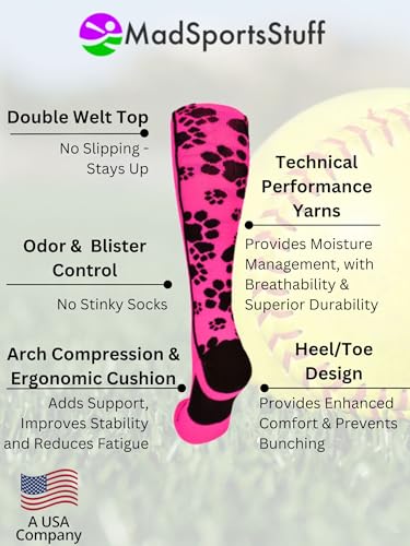 MadSportsStuff Crazy Softball Socks with Paws for Soccer Volleyball Girls Boys Women Youth Adult Kids Over the Calf3