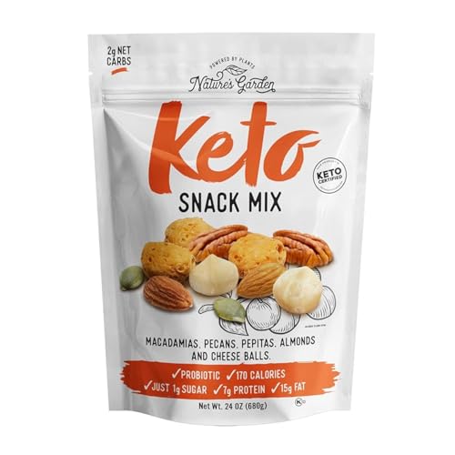 Nature’s Garden Keto Snack Mix – Probiotic Cheese Balls, Crunchy Keto Snack, Keto Snack Mix, All Natural, Low Carb, Heart Healthy Nuts – 24 Oz Bag (Pack of 1)